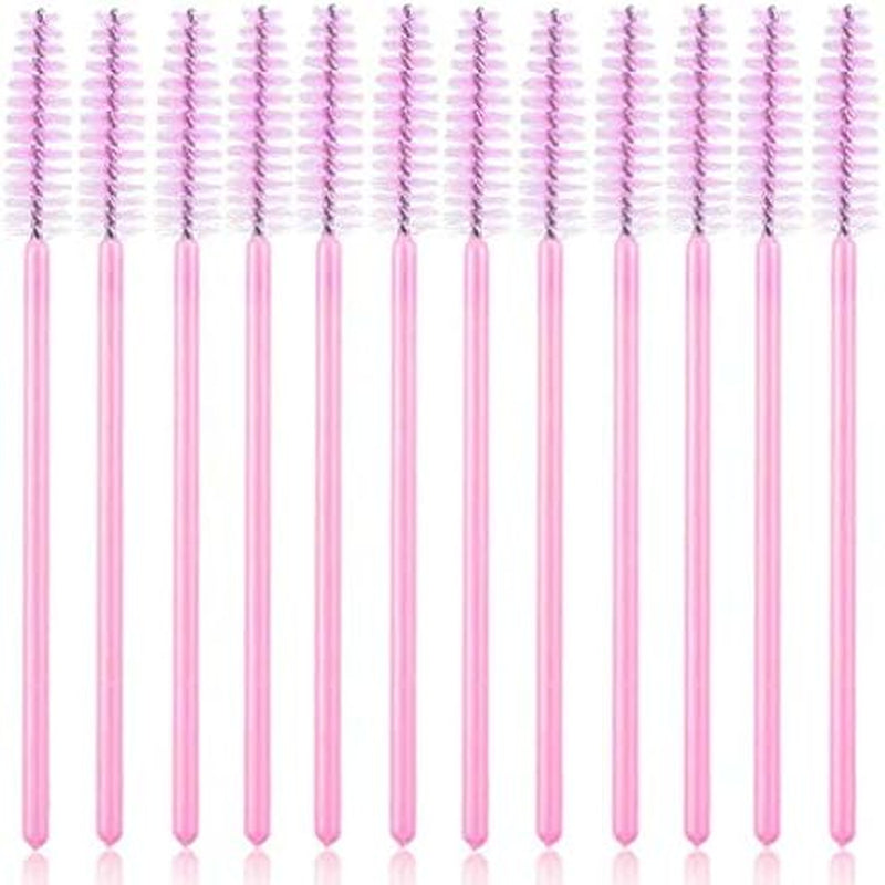 50 PCS Disposable Eyelash Brushes Mascara Wands Eye Lash Eyebrow Applicator Cosmetic Makeup Brush Tool Kits (Pink)