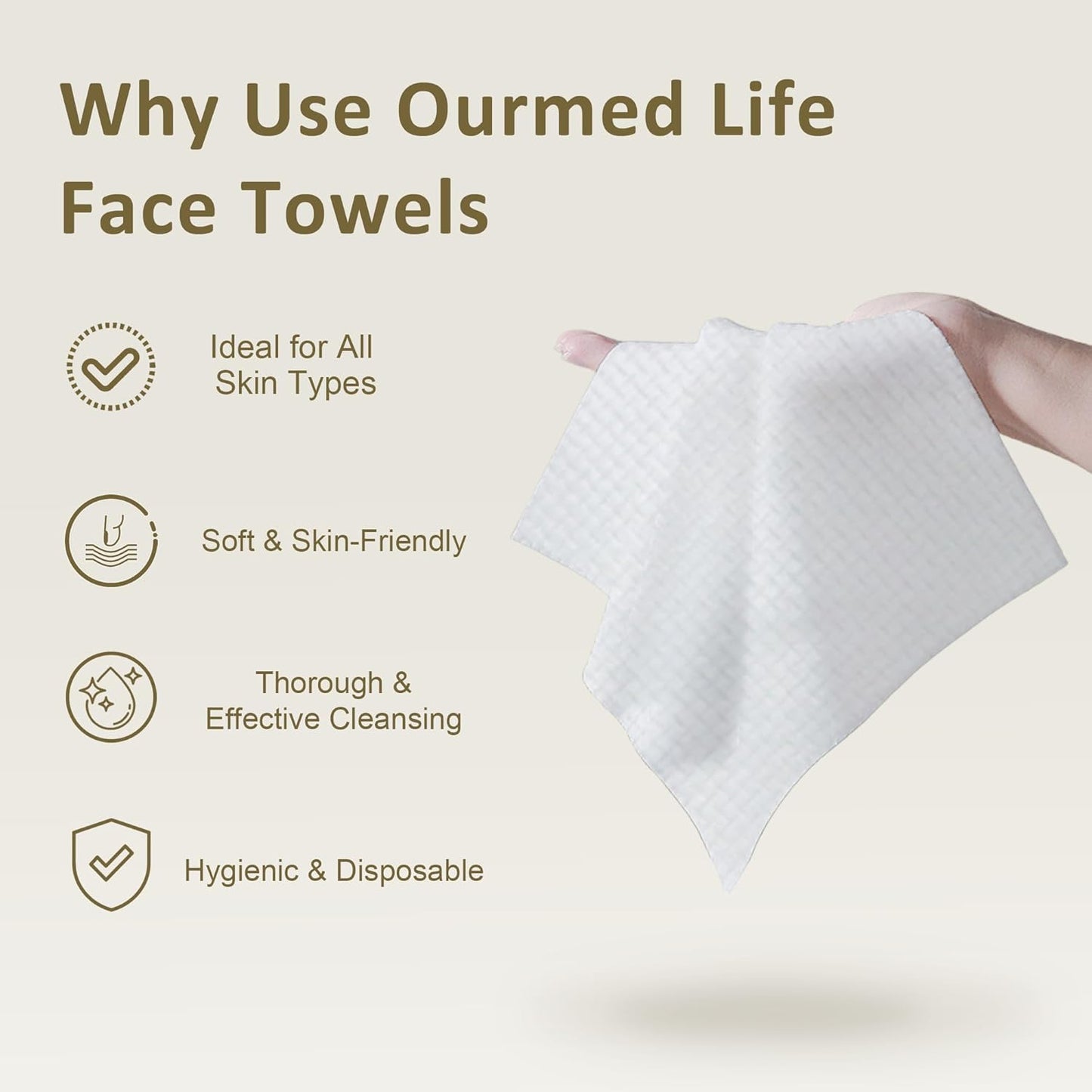 Face Towels, Disposable Biodegradable Facial Towels for Sensitive Skin, Lint- Free Face Wipes for Washing Face, Skincare and Makeup Remover, Dry Wipes, 10"×12" Extra Large, 25 Count