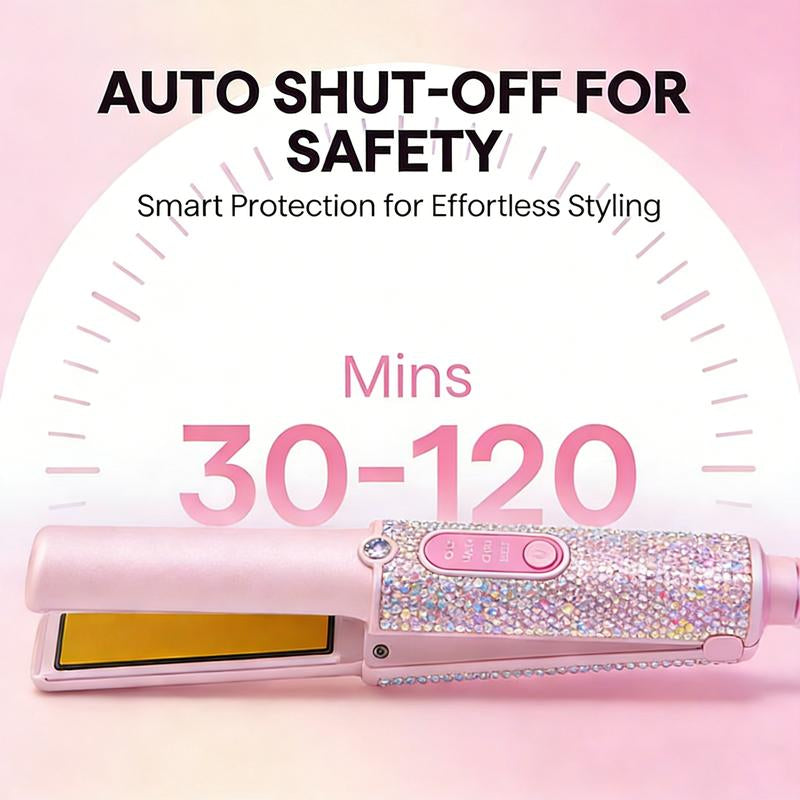 Salon Rhinestone Decor Cordless Straightener, Comfortdurable Hair Styling Tool for Home & Travel,Durable Hair Straightener for Christmas Giftstocking Fillers, Winter & New Yeargift, Thanksgiving Gifts，410°F，Imagine at School，Girlaccessories Salon Salon