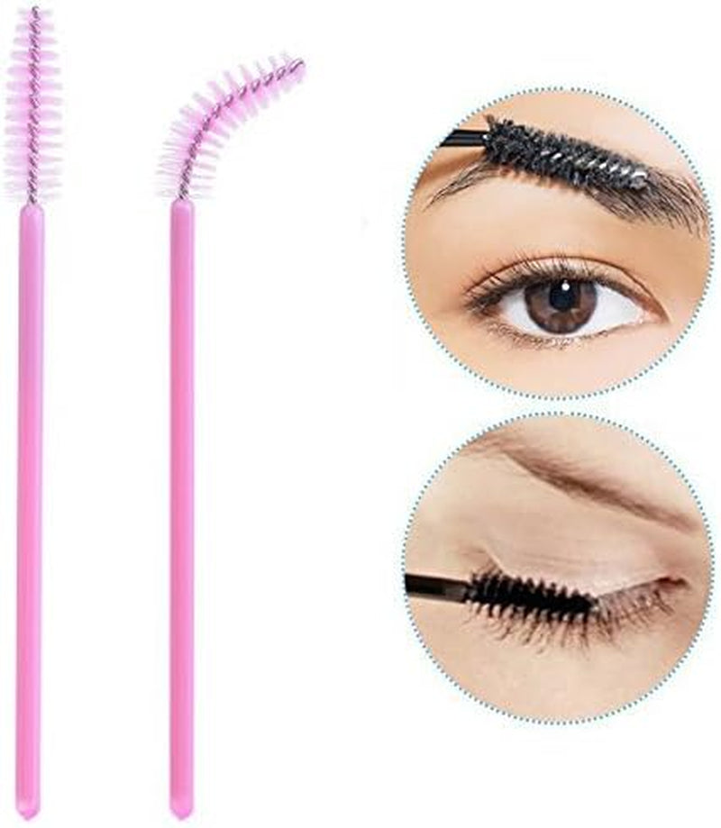 50 PCS Disposable Eyelash Brushes Mascara Wands Eye Lash Eyebrow Applicator Cosmetic Makeup Brush Tool Kits (Pink)