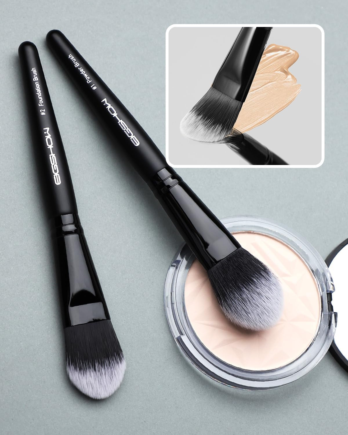 5 Pcs Makeup Brush Set, Essential Basic Makeup Brushes, Powder, Foundation, Shadow, Eyeliner Brush for Daily Makeup Look(Black)