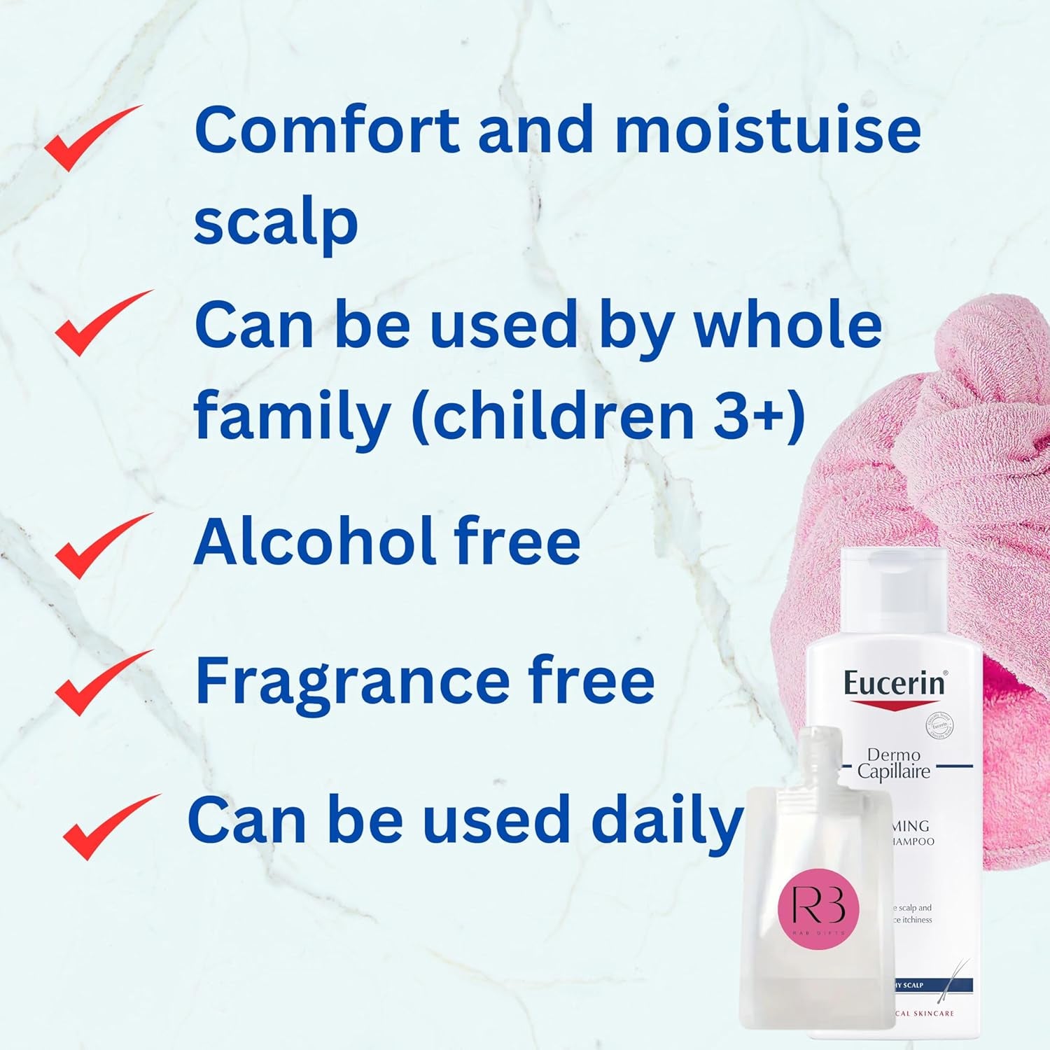 Shampoo for Itchy Scalp Bundle with Eucerin Urea Shampoo 250Ml and  Hair Wrap and Travel Bottle