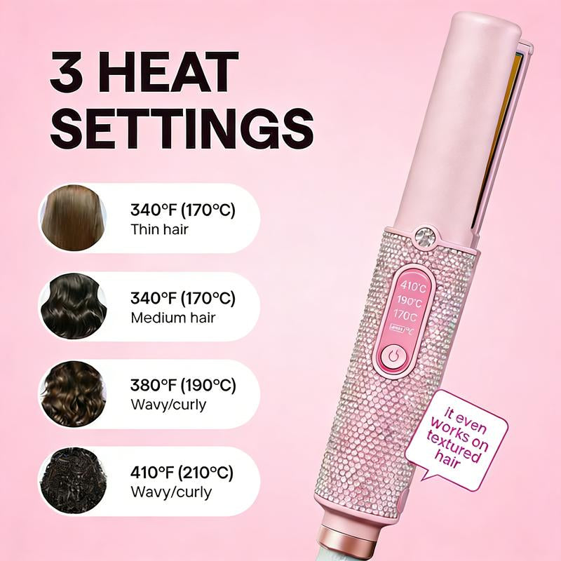 Salon Rhinestone Decor Cordless Straightener, Comfortdurable Hair Styling Tool for Home & Travel,Durable Hair Straightener for Christmas Giftstocking Fillers, Winter & New Yeargift, Thanksgiving Gifts，410°F，Imagine at School，Girlaccessories Salon Salon