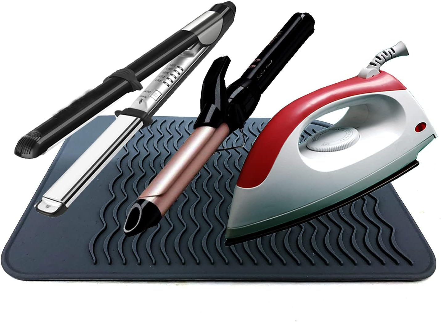 Heat Resistant Mat for Curling Irons, Hair Straightener, Flat Irons and Hair Styling Tools 9" X 6.5", Black