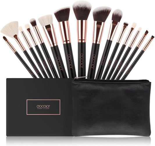 Makeup Brushes 15Pcs Professional Makeup Brush Set with Travel Bag Powder Foundation Concealers Eyeshadow Eyeliner Blending Lip Brush Tools Gift Choice