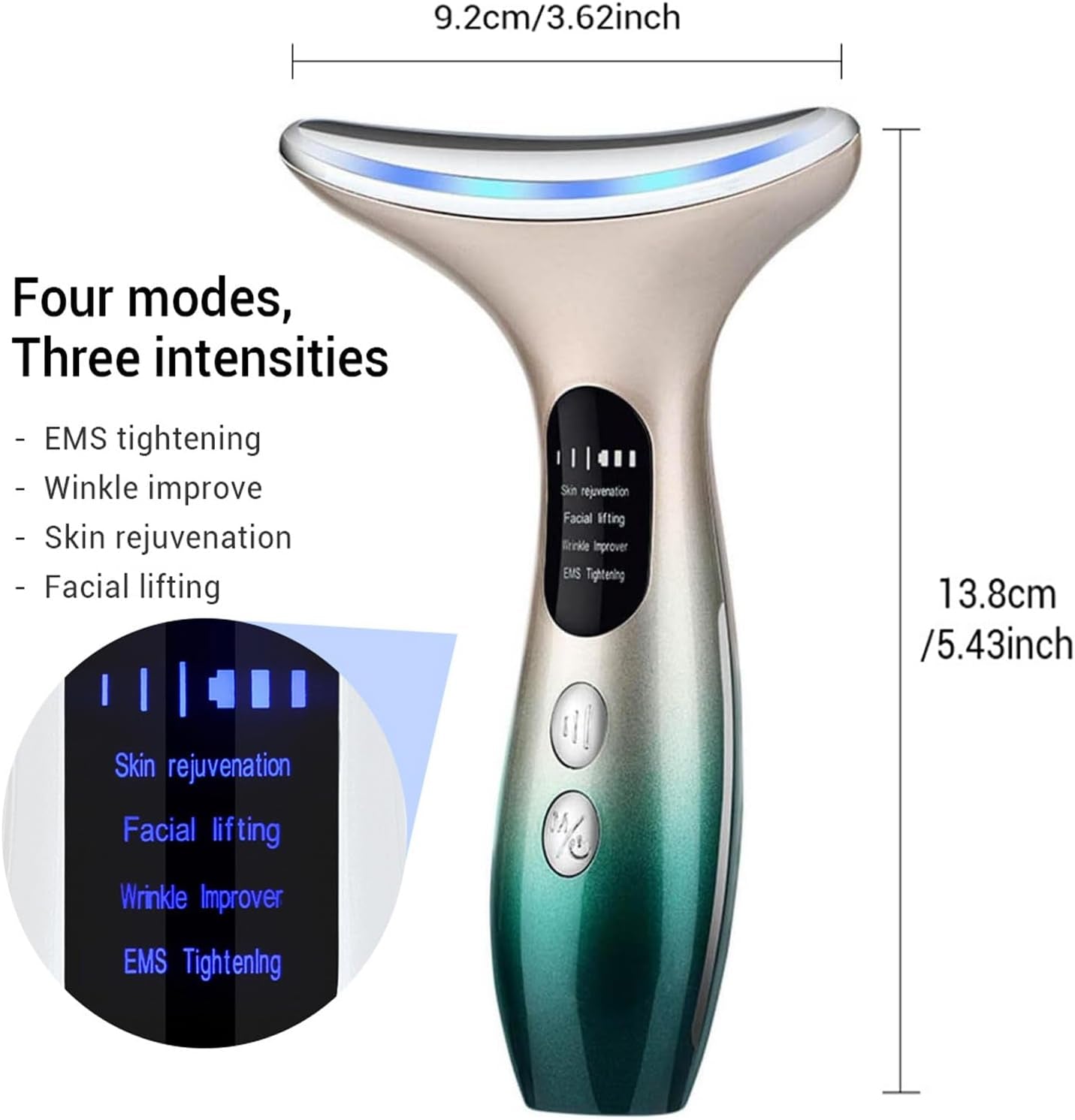 Face Massager，Anti-Wrinkle Face Device，Portable Skin Tightening Beauty Toning Device with 45 ±5°C Heat and 4 Massage Modes for Skintightening & Neck Lifting EMS Massage Face Toning Firming (Gradient)