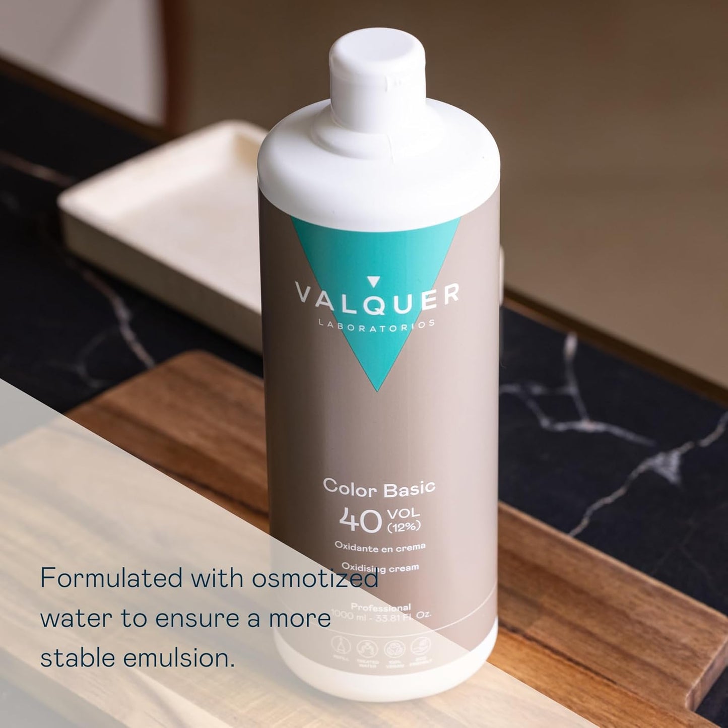 Valquer Stabilized Hydrogen Peroxide Cream 40 Volume 12%, Oxidizer for Permanent Hair Coloring and Bleaching. Vegan Formulation with Natural Ingredients. Professional Use. 1L.