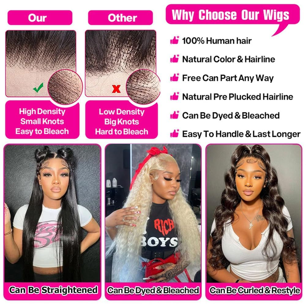 13X6 Lace Front Wigs Human Hair 14 Inch Deep Wave Lace Front Wigs Human Hair Pre Plucked 200 Density Deep Wave HD Lace Frontal Wig Deep Curly Wig for Black Women
