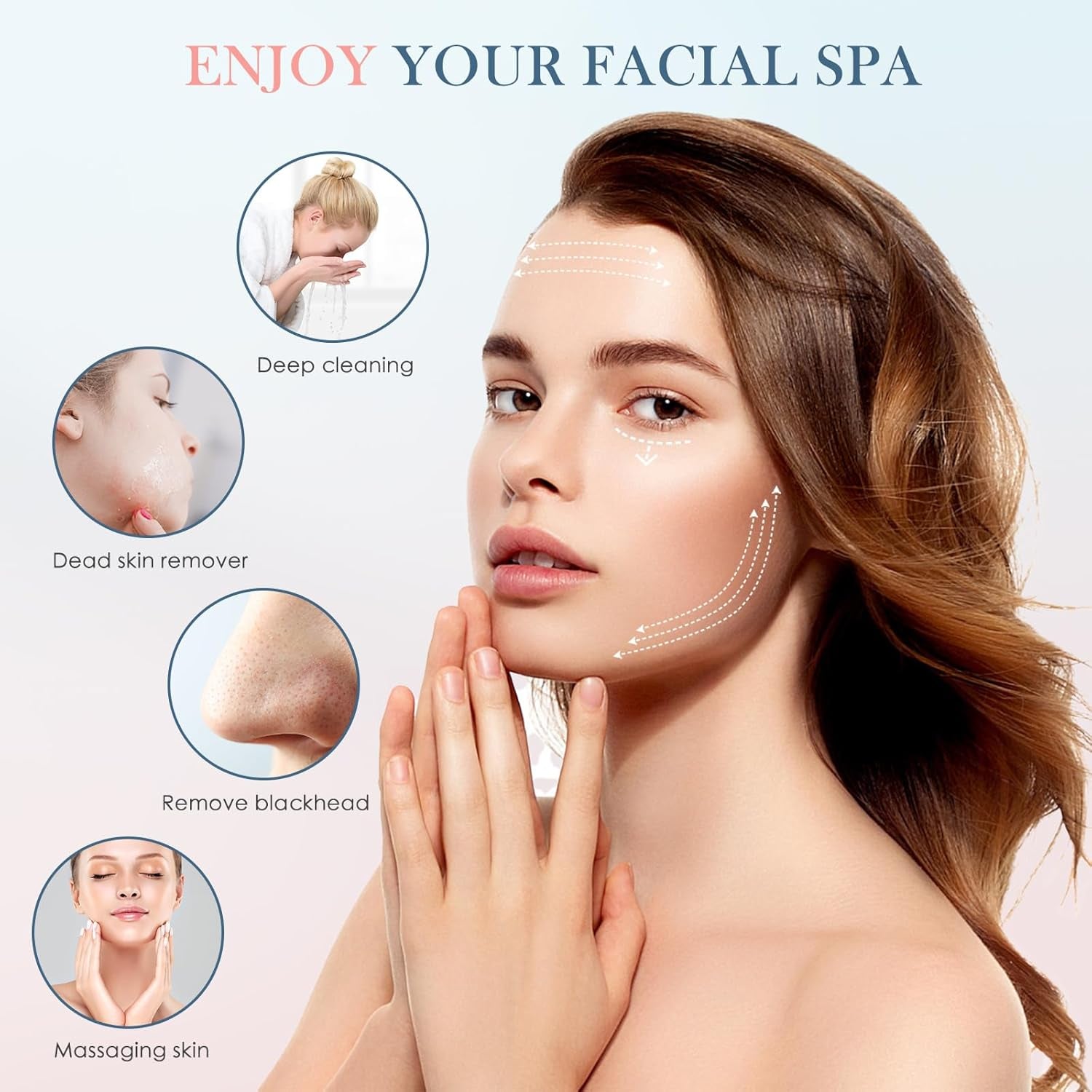 Electric Facial Cleansing Brush with 6 Exfoliating Heads - USB Rechargeable, 3 Speed Levels, Waterproof, LCD Display, 360° Rotating for Deep Cleaning