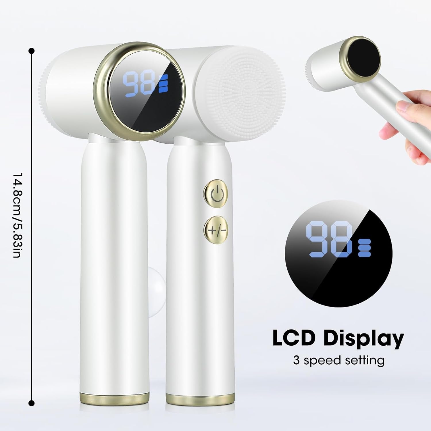 Electric Facial Cleansing Brush with 6 Exfoliating Heads - USB Rechargeable, 3 Speed Levels, Waterproof, LCD Display, 360° Rotating for Deep Cleaning