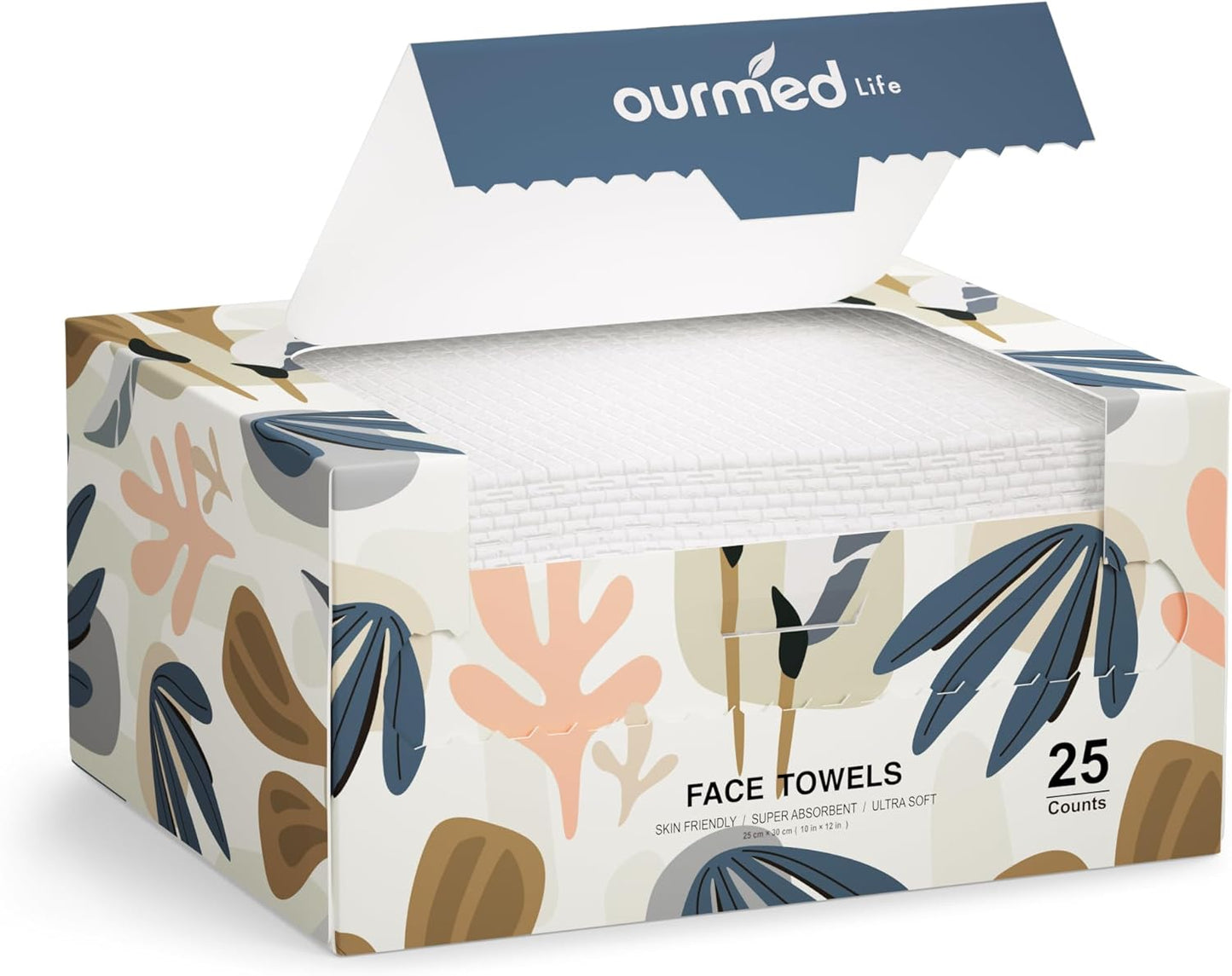 Face Towels, Disposable Biodegradable Facial Towels for Sensitive Skin, Lint- Free Face Wipes for Washing Face, Skincare and Makeup Remover, Dry Wipes, 10"×12" Extra Large, 25 Count