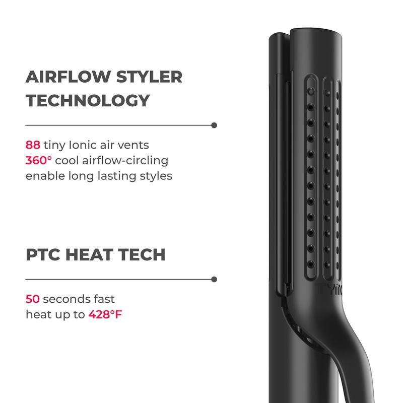 TYMO AIRFLOW 2-In-1 Hair Straightener & Curling Iron – 360° Cooling Air Curler with Tourmaline Coating, Negative Ion Technology, Multifunctional Styling Tool, Women Girlfriends' Gifts,New Year Holiday Gift Ideas Heat-Free Styler Straightener