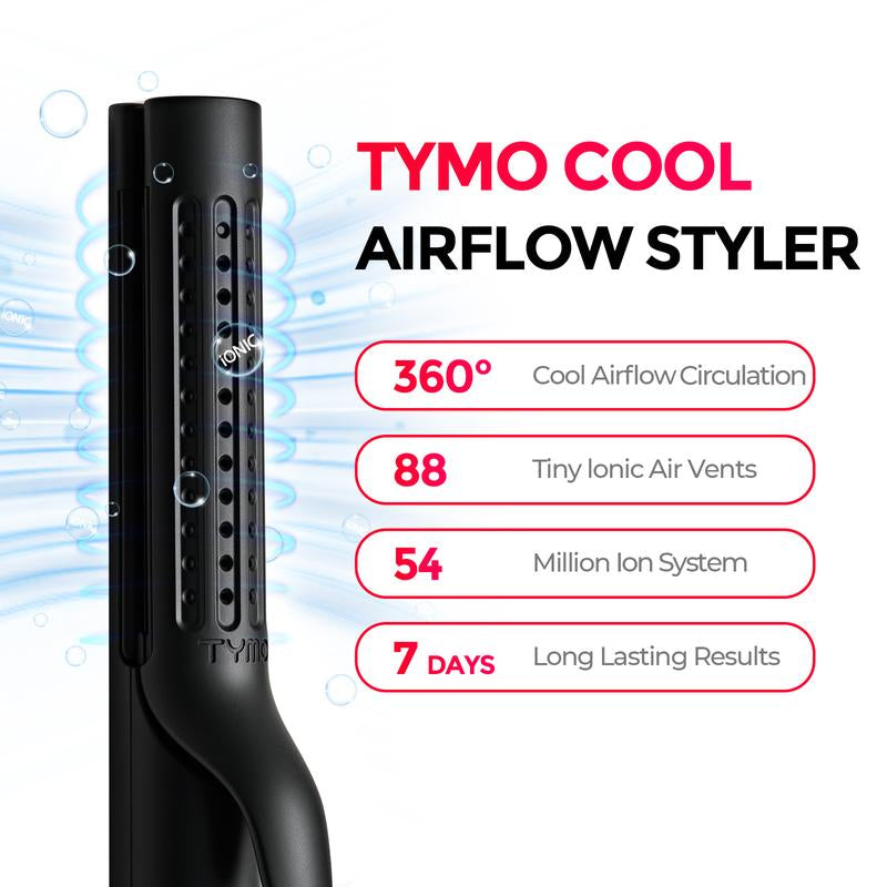 TYMO AIRFLOW 2-In-1 Hair Straightener & Curling Iron – 360° Cooling Air Curler with Tourmaline Coating, Negative Ion Technology, Multifunctional Styling Tool, Women Girlfriends' Gifts,New Year Holiday Gift Ideas Heat-Free Styler Straightener