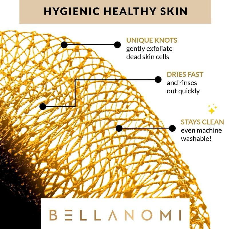 Bellanomi African Exfoliating Net Sponge, Ethically Sourced from Nigeria Bath Sponge Smooth Skin Bath Sponge Shower
