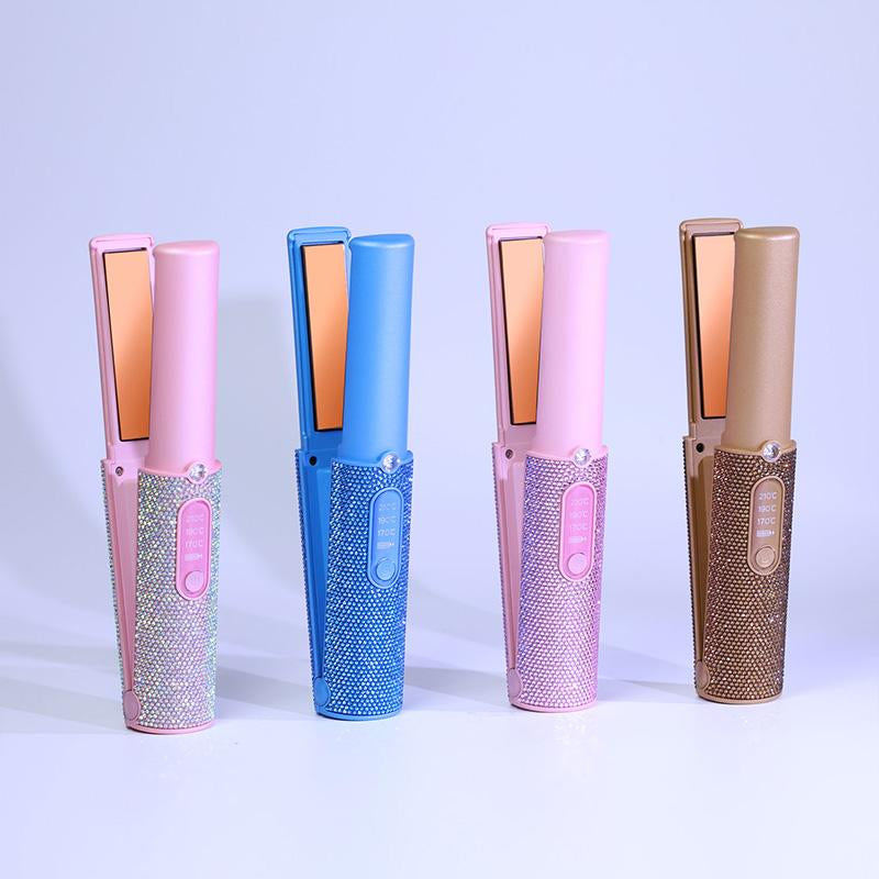 Salon Rhinestone Decor Cordless Straightener, Comfortdurable Hair Styling Tool for Home & Travel,Durable Hair Straightener for Christmas Giftstocking Fillers, Winter & New Yeargift, Thanksgiving Gifts，410°F，Imagine at School，Girlaccessories Salon Salon