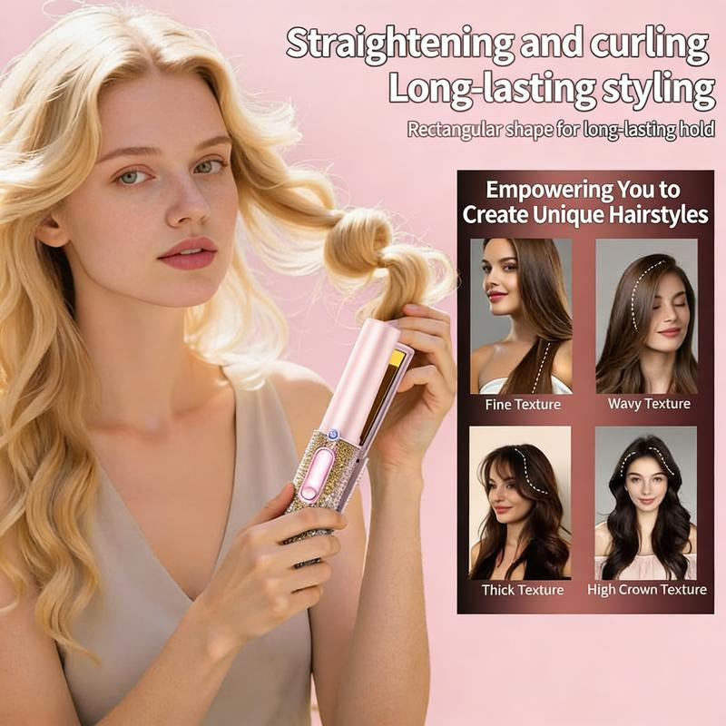 Salon Rhinestone Decor Cordless Straightener, Comfortdurable Hair Styling Tool for Home & Travel,Durable Hair Straightener for Christmas Giftstocking Fillers, Winter & New Yeargift, Thanksgiving Gifts，410°F，Imagine at School，Girlaccessories Salon Salon