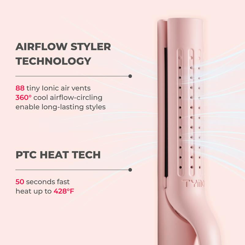 TYMO AIRFLOW 2-In-1 Hair Straightener & Curling Iron – 360° Cooling Air Curler with Tourmaline Coating, Negative Ion Technology, Multifunctional Styling Tool, Women Girlfriends' Gifts,New Year Holiday Gift Ideas Heat-Free Styler Straightener