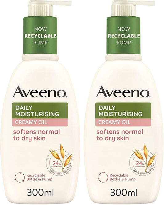 Daily Moisturising Creamy Oil | Softens and Smooths Skin | Body Cream for Normal to Dry Skin Care | Almond | 300 Ml [Packaging May Vary] (Pack of 2)