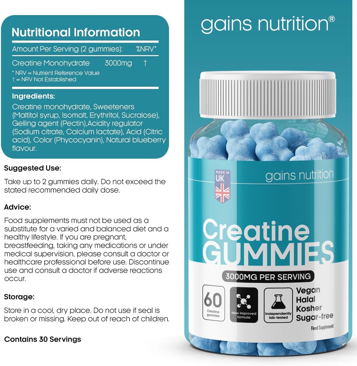 GN Creatine Gummies | 60 Chewable Creatine Gummies for Men & Women - 3000Mg Creatine-Monohydrate per Serving | Berry Flavour, Non-Gmo & Suitable for Vegans & Vegetarians