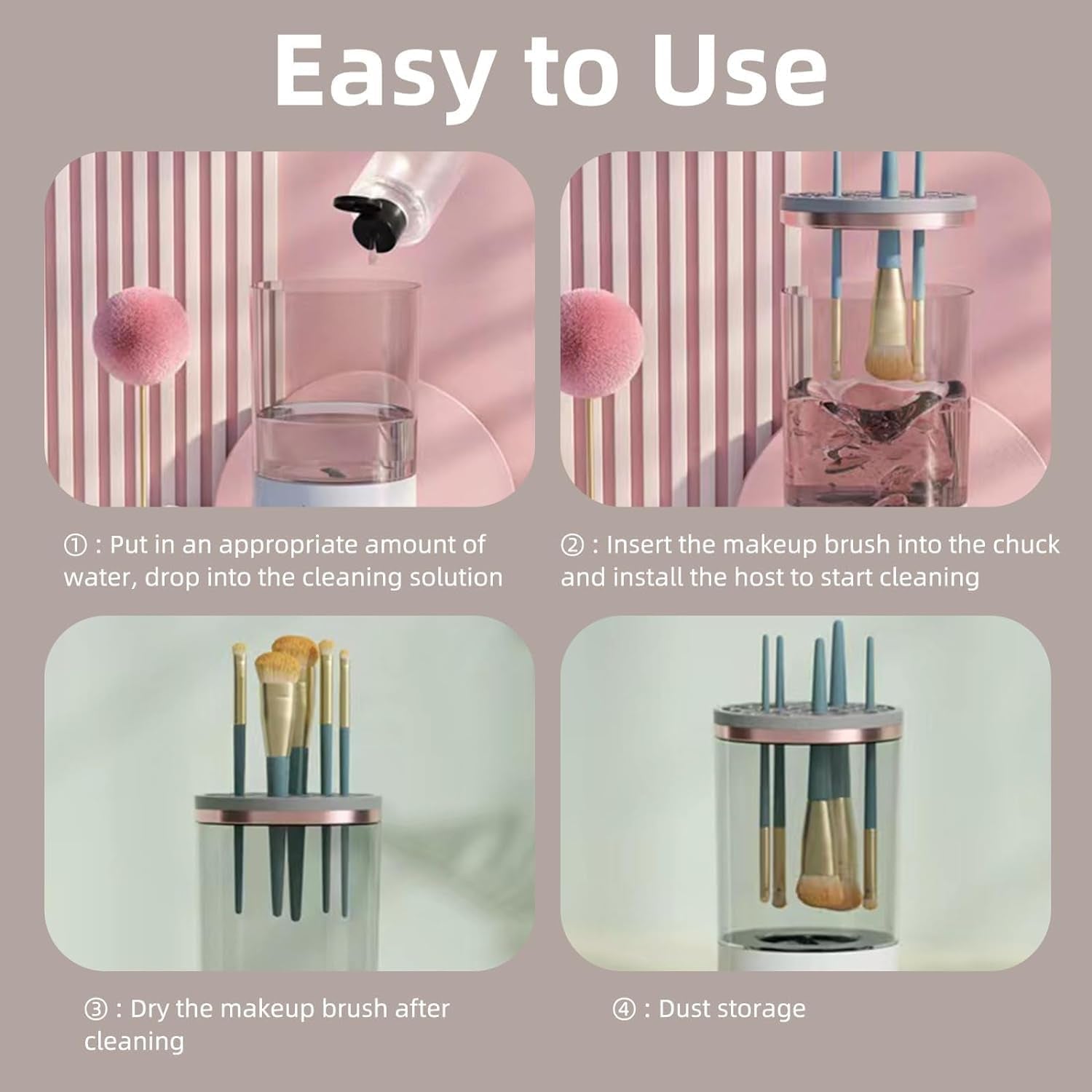 Electric Makeup Brush Cleaner Machine, USB Makeup Brush Cleaner, Cosmetic Brush Cleaner, Automatic Spinning Makeup Brush Cleaner Fit for All Size Makeup Brush