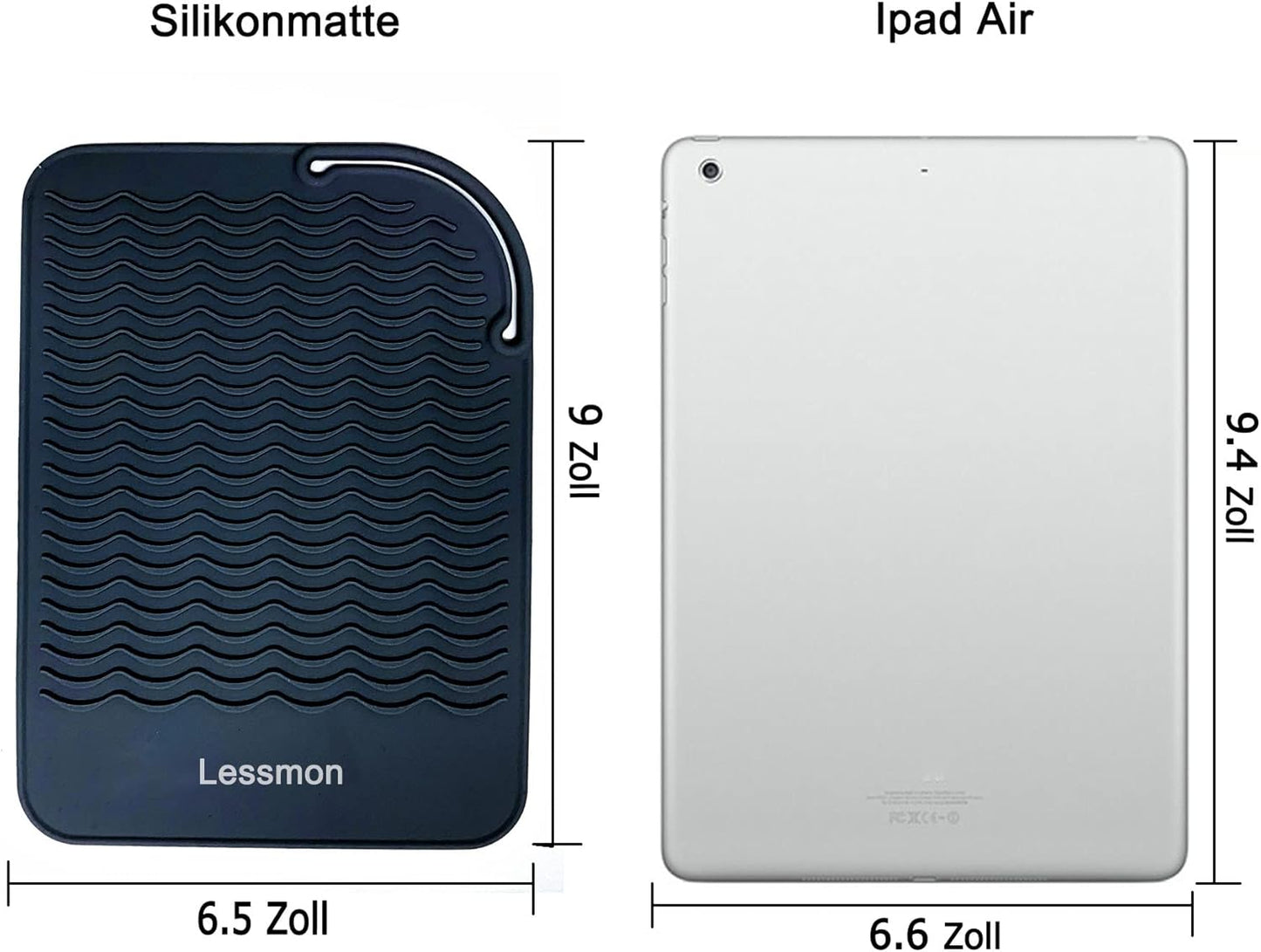 Heat Resistant Mat for Curling Irons, Hair Straightener, Flat Irons and Hair Styling Tools 9" X 6.5", Black