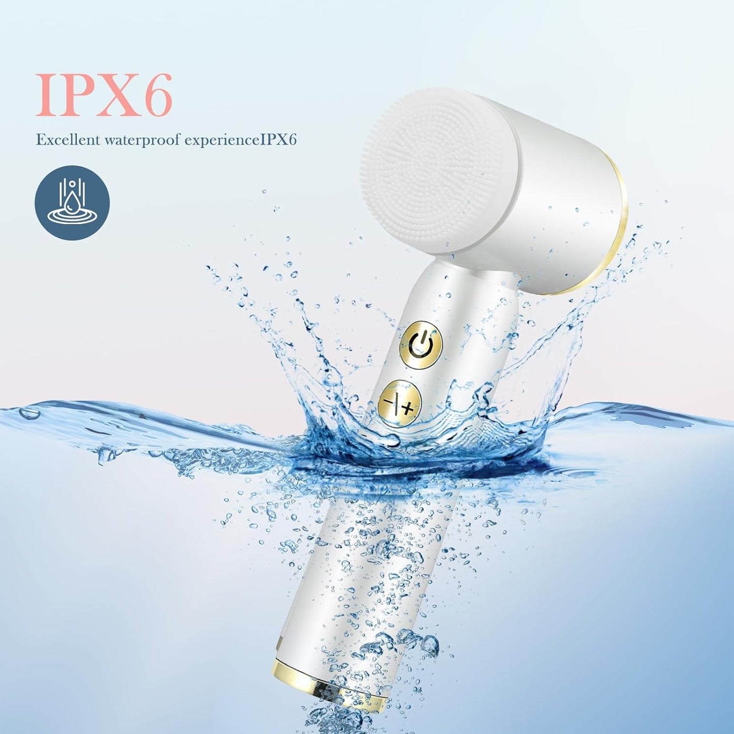 Electric Facial Cleansing Brush with 6 Exfoliating Heads - USB Rechargeable, 3 Speed Levels, Waterproof, LCD Display, 360° Rotating for Deep Cleaning