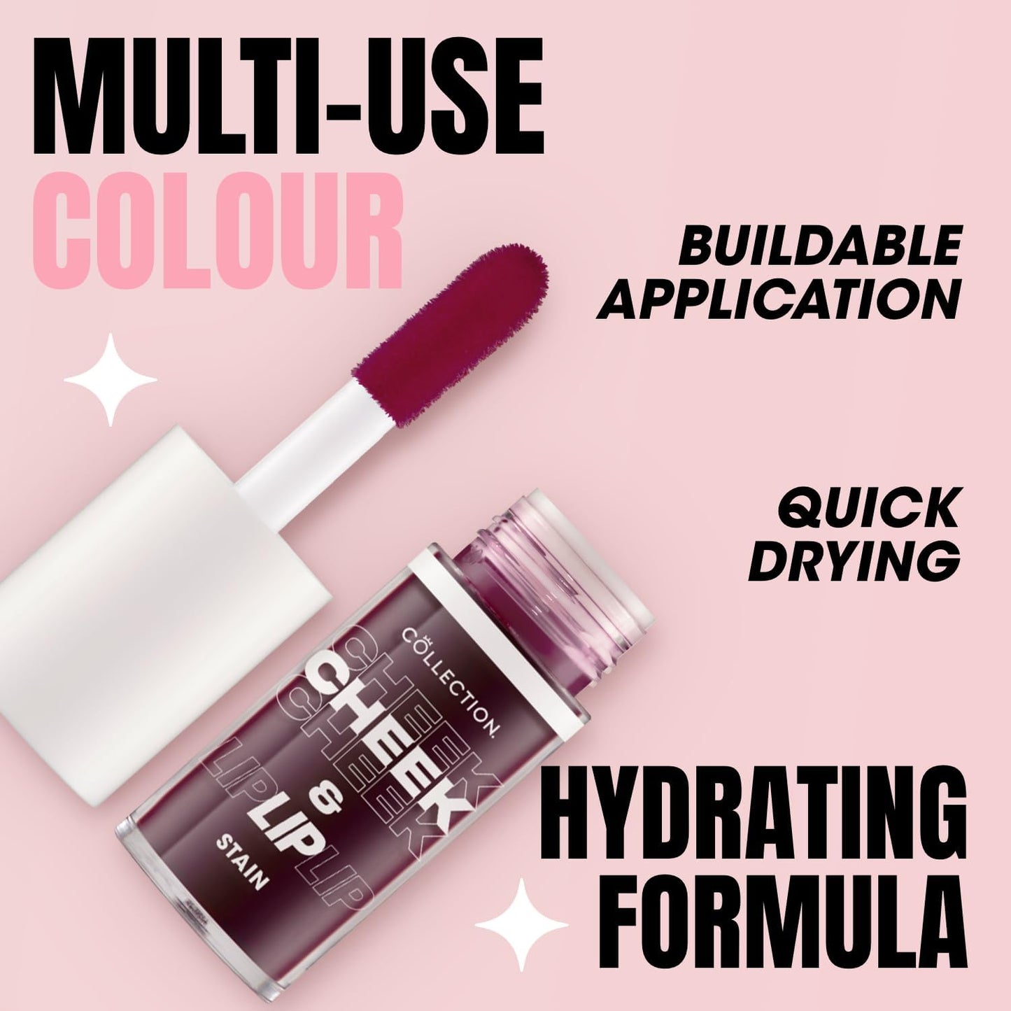 Cosmetics 2 in 1 Lip & Cheek Stain, Long Lasting and Hydrating, for All Skin Types, Rosie, 3 X 5Ml