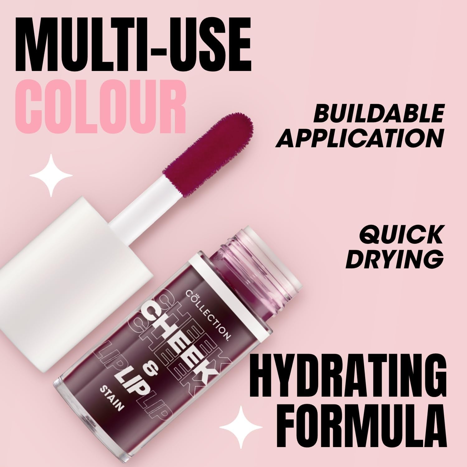 Cosmetics 2 in 1 Lip & Cheek Stain, Long Lasting and Hydrating, for All Skin Types, Rosie, 3 X 5Ml