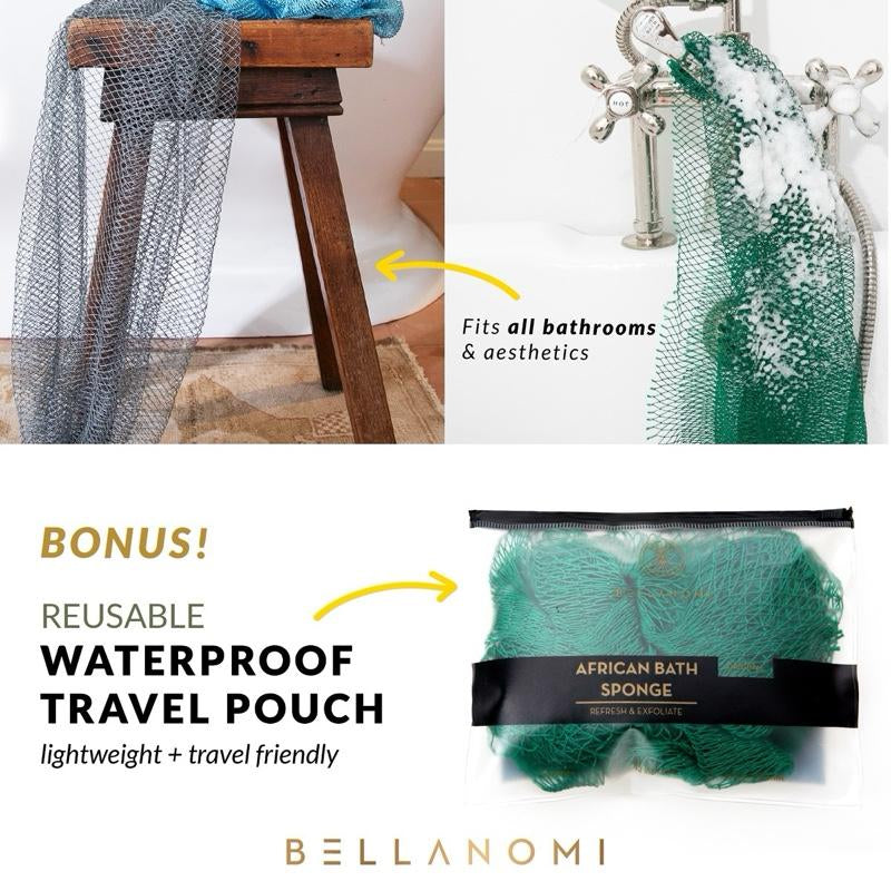 Bellanomi African Exfoliating Net Sponge, Ethically Sourced from Nigeria Bath Sponge Smooth Skin Bath Sponge Shower