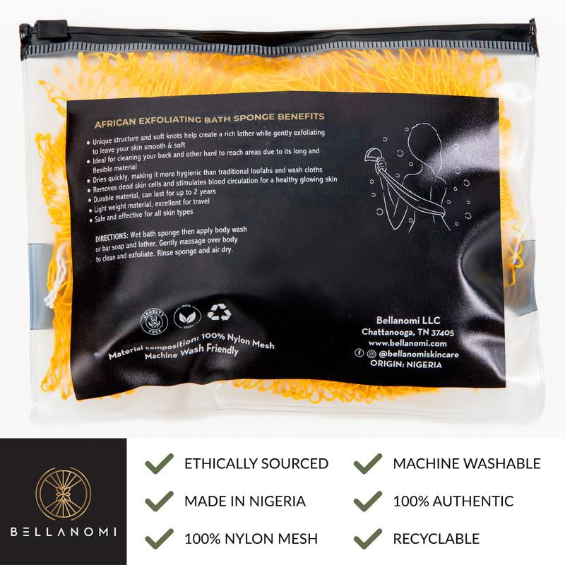 Bellanomi African Exfoliating Net Sponge, Ethically Sourced from Nigeria Bath Sponge Smooth Skin Bath Sponge Shower