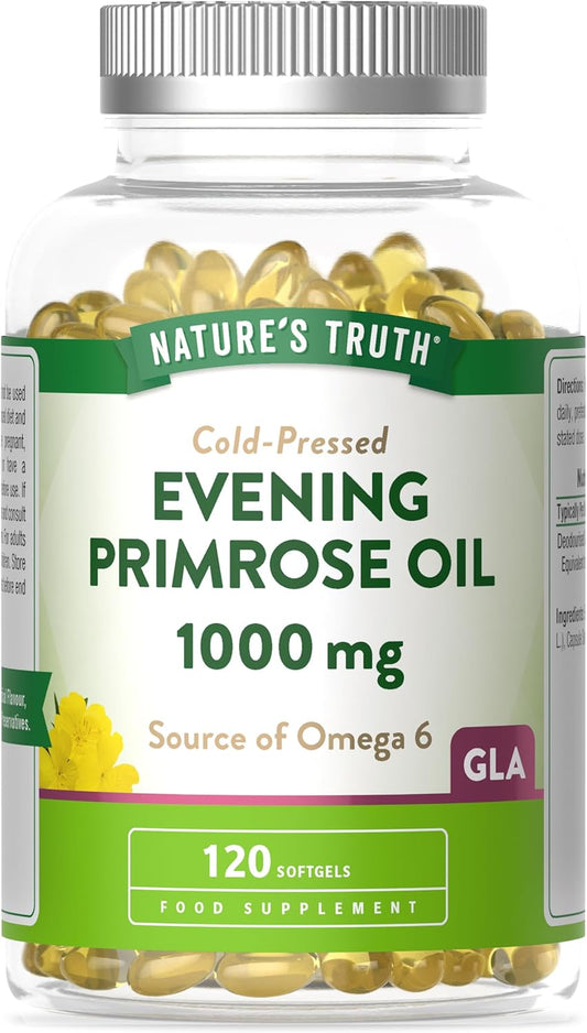 Evening Primrose Oil 1000Mg | 120 Softgel Capsules | High Strength Omega 6 and GLA | Cold-Pressed | Natures Truth