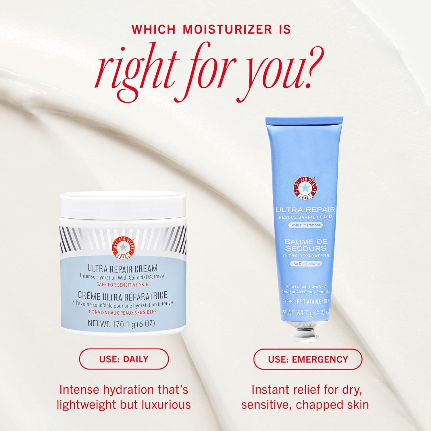 Ultra Repair Cream Intensive Hydration Daily Moisturiser for Face + Body – Strengthens Skin Barrier + Instantly Relieves Dry, Distressed Skin – 170.1 G + Bonus 28.3 G Travel Size