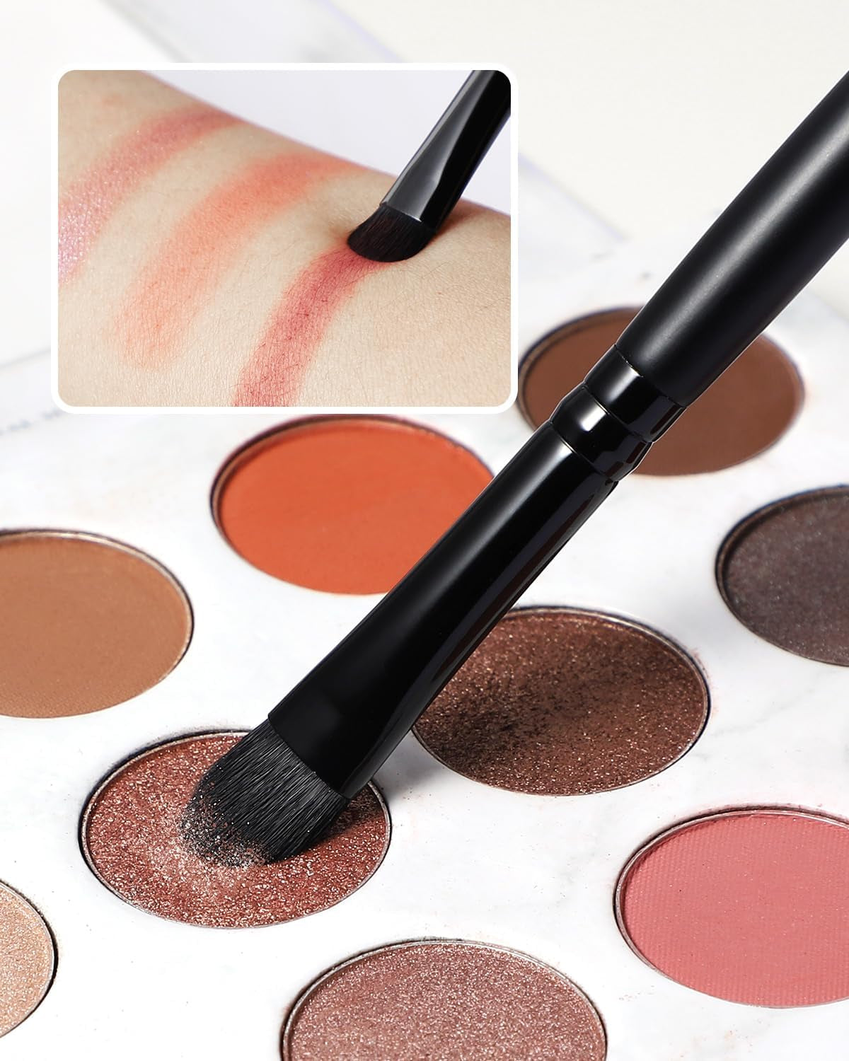 5 Pcs Makeup Brush Set, Essential Basic Makeup Brushes, Powder, Foundation, Shadow, Eyeliner Brush for Daily Makeup Look(Black)